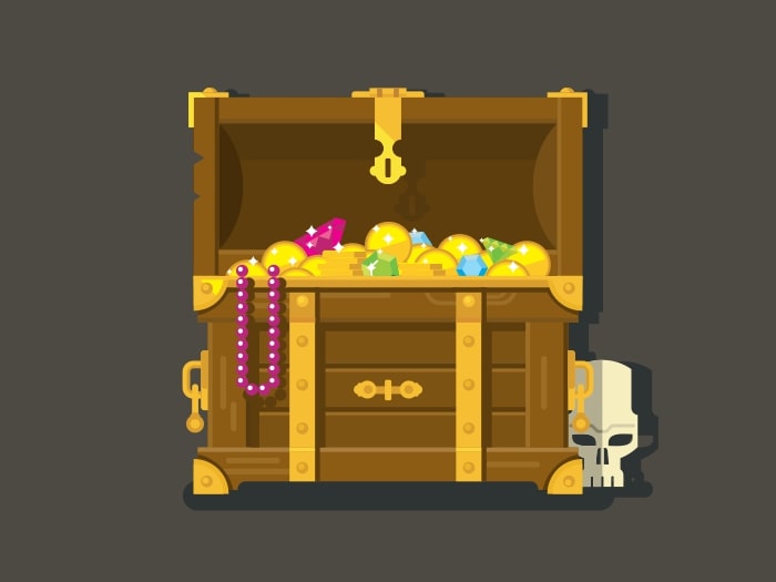 Treasure chest flat vector illustration
