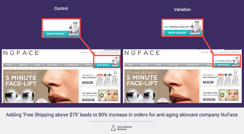 NuFace button A/B testing