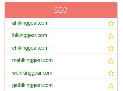 Several columns of all kinds of available keywords
